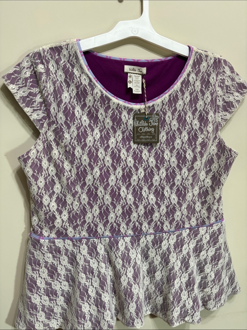 Matilda Jane Lavender Blouse with Cream Lace Overlay - Picture 11 of 11